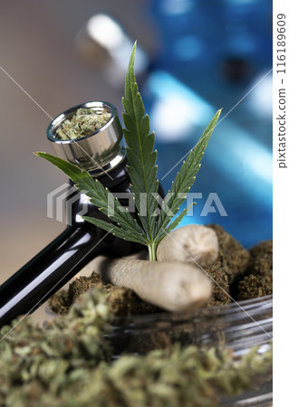 Blunt, Marijuana buds with cannabis leaves, cbd Blunt, Marijuana buds with cannabis leaves, cbd 116189609
