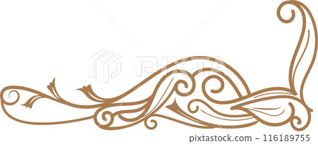 Vintage flourish baroque ornaments frame swirls and scrolls decorations retro design 116189755