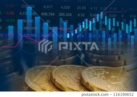 China flag on stock investment trading with graph. China flag on stock investment trading with graph. 116190652