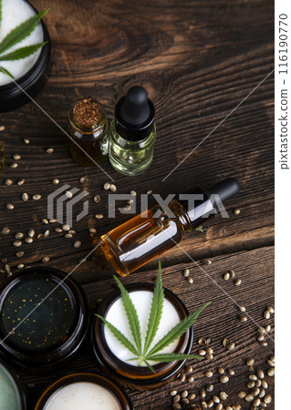 Cosmetics hemp, medical marijuana concept Cosmetics hemp, medical marijuana concept 116190770