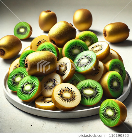 Kiwi fruit sliced into rounds 116190833