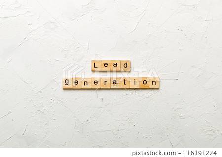 lead generation word written on wood block. lead generation text on table, concept lead generation word written on wood block. lead generation text on table, concept 116191224