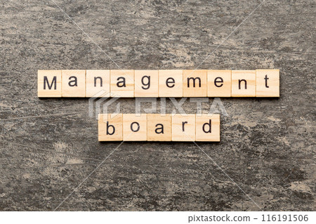 Management board word written on wood block. Management board text on cement table for your desing, concept 116191506