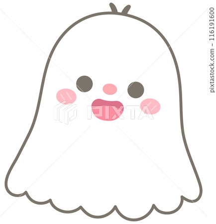 Kid hand drawn cute and colorful happy halloween elements white ghost Kid hand drawn cute and colorful happy halloween elements white ghost 116191600