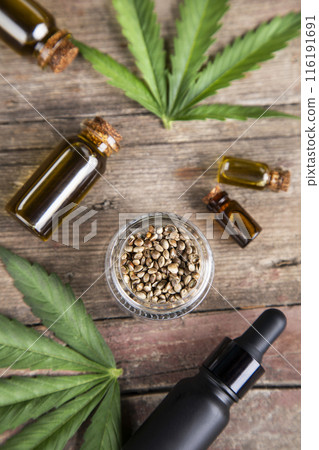 Cannabis extract oil in a small bottle, Marijuana 116191691
