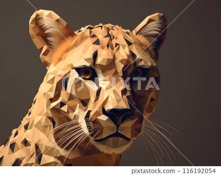 Low poly gepard portrait, AI generated 116192054