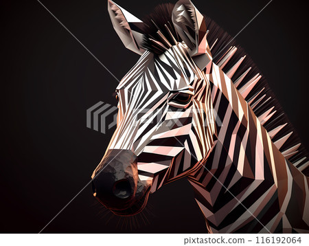 Zebra portrait in low poly style on a dark... - Stock Illustration ...