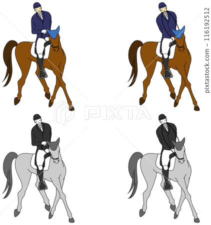 運動員展現輔助馬術技能的插圖集 116192512