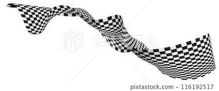 Abstract checkered flag black white lines wave curve movement 3D style background vector 116192517
