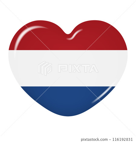 Heart icon in the colors of the Netherlands flag, isolated on a transparent background. Vector illustration Heart icon in the colors of the Netherlands flag, isolated on a transparent background. Vector illustration 116192831