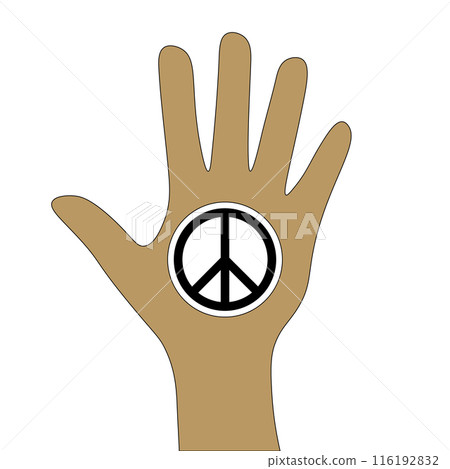 Hand with Peace symbol, isolated on transparent background. International official symbol of peace. Vector illustration Hand with Peace symbol, isolated on transparent background. International official symbol of peace. Vector illustration 116192832
