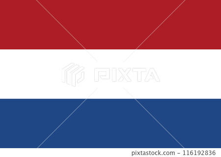 Flag of Netherlands. The official national flag of the Flag of the Kingdom of the Netherlands. Vector illustration 116192836