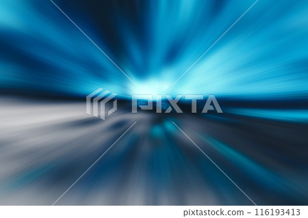 An image of a blue light trail spreading at the speed of light through a dark space (abstract image with color processing) An image of a blue light trail spreading at the speed of light through a dark space (abstract image with color processing) 116193413