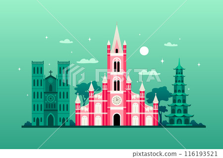 Tan Dinh Church - modern colored vector illustration Tan Dinh Church - modern colored vector illustration 116193521