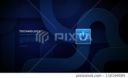 Technology background. Power button or icon from glowing pixels Technology background. Power button or icon from glowing pixels 116194084