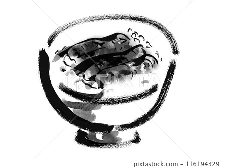 Hand-drawn Japanese-style brush material set for eel bowl 116194329