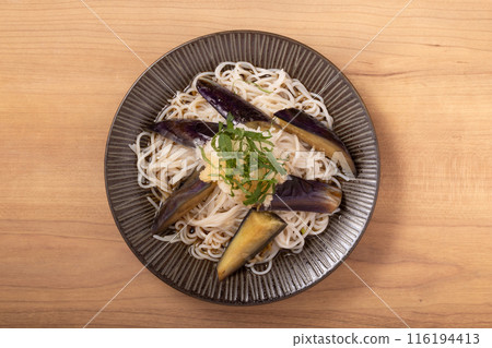 Eggplant and grated radish soba (Sarashina soba) 116194413