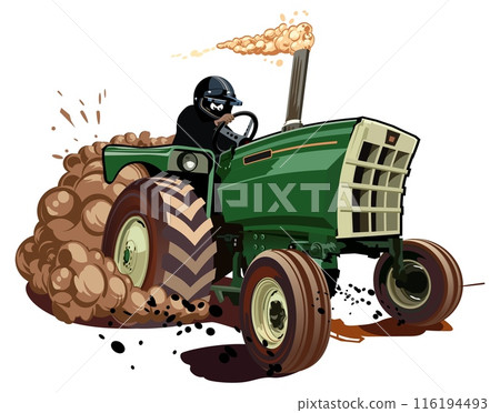 Vector Cartoon Race Tractor Vector Cartoon Race Tractor 116194493