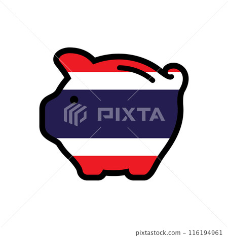 Flag of piggy bank icon, vector symbol. 116194961