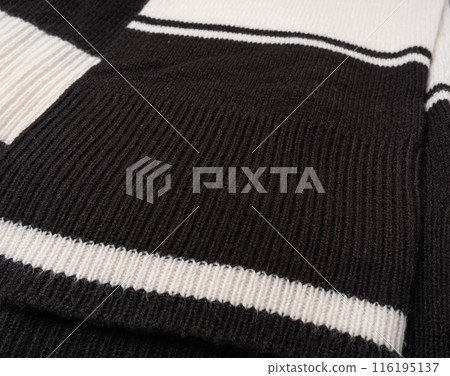 Striped Fabric Texture Background, Black and White Textile Pattern, Soft Comfortable Material Mockup 116195137