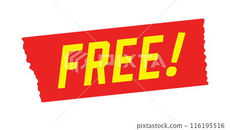 Red tape with yellow FREE! letters - Simple and stylish 0 yen sales promotion/POP material Red tape with yellow FREE! letters - Simple and stylish 0 yen sales promotion/POP material 116195516