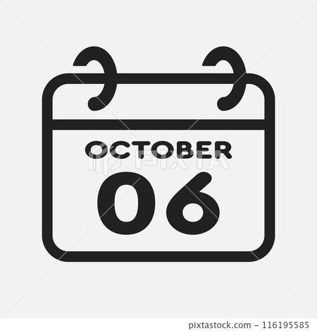 Icon page calendar day - 6 October Icon page calendar day - 6 October 116195585
