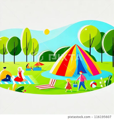 Family enjoying camping Family enjoying camping 116195607