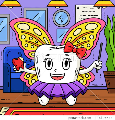 Dental Care Tooth as a Fairy Colored Cartoon Dental Care Tooth as a Fairy Colored Cartoon 116195678