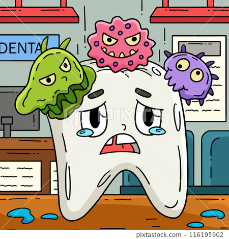 Dental Care Tooth Attacked Cavities Colored  116195902