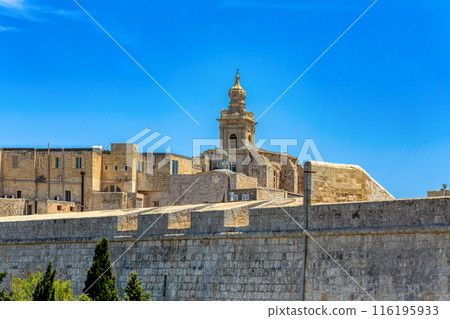 Majestic fortifications of Mdina, the Silent City. Malta 116195933