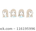 Hand-drawn female facial expressions set of 4 116195996