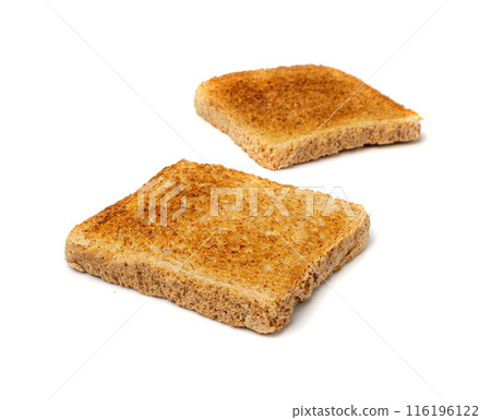 Bread Toasts Isolated, Toasted Sandwich Square Slices, Loaf Pieces for Toast on White Background 116196122