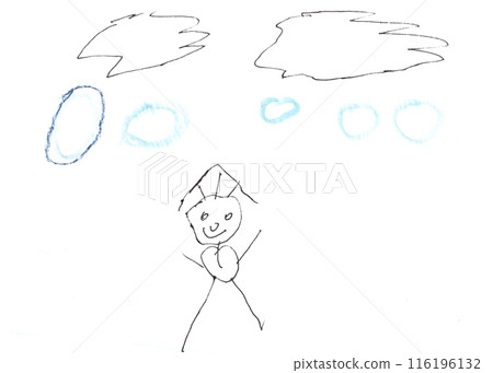 Crayon Kids Hand Drawn on White Background. Crayon Kids Hand Drawn on White Background. 116196132