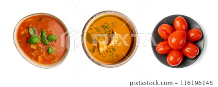 Red Tomato Soup with Barley, Potato, Carrot, Cabbage and Cereals 116196148