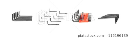 Hex key collection isolated on white background top view Hex key collection isolated on white background top view 116196189