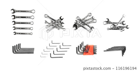 Hex key collection isolated on white background top view 116196194
