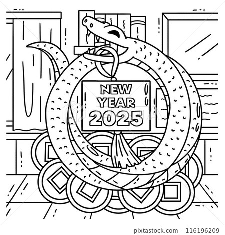 Year of the Snake on Coins New Year 2025 Coloring 116196209