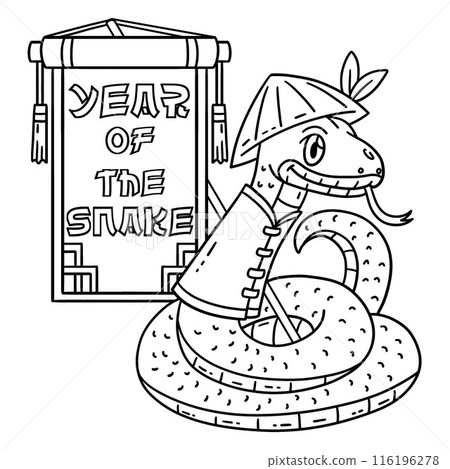 Year of the Snake Banner Isolated Coloring Page 116196278