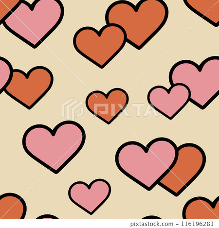 Hand Drawn Heart Seamless Pattern. Love Doodle Tile. 116196281