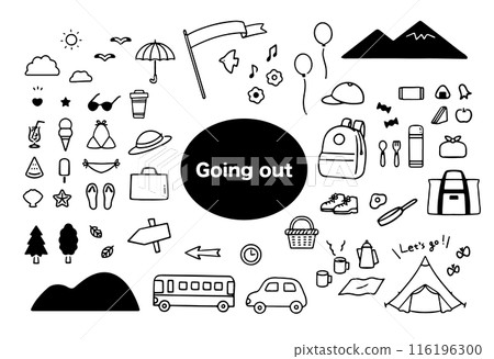 Fun outing set line drawing 116196300