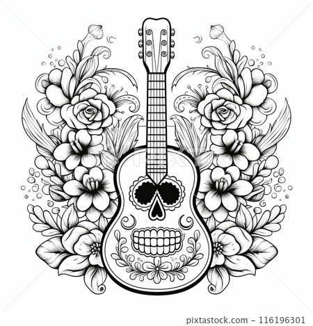 Coloring for Adult for Day of the Dead. Mexican Festival. Coloring for Adult for Day of the Dead. Mexican Festival. 116196301