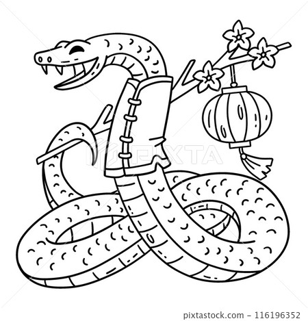 Year of the Snake with Lantern Isolated Coloring  116196352