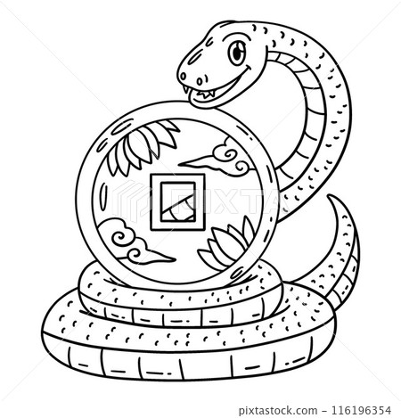 Year of the Snake Surrounding Coin Isolated  116196354