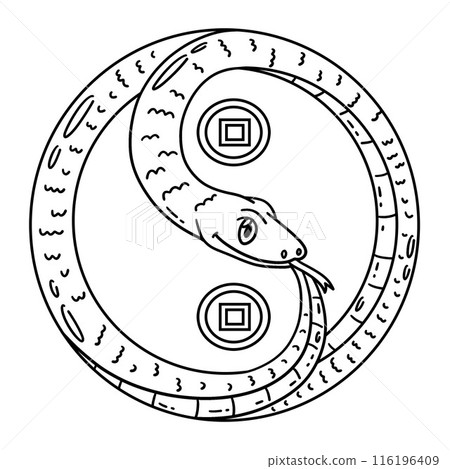 Year of the Snake Forming Yin and Yang Isolated Year of the Snake Forming Yin and Yang Isolated 116196409