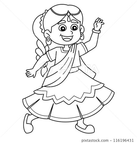Diwali Festival Girl Dancing Isolated Coloring Diwali Festival Girl Dancing Isolated Coloring 116196431