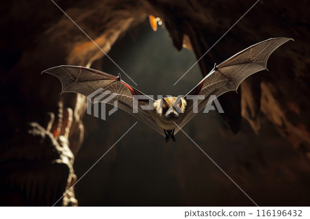 Bats flying around in the cave 116196432