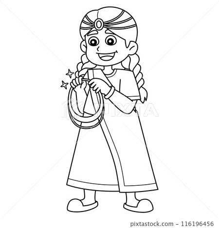 Diwali Girl Holding a Gold Necklace Isolated Diwali Girl Holding a Gold Necklace Isolated 116196456