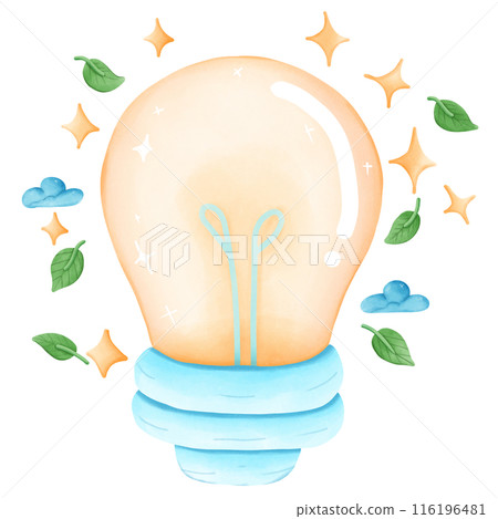 yellow light bulb on world conservation day	 116196481