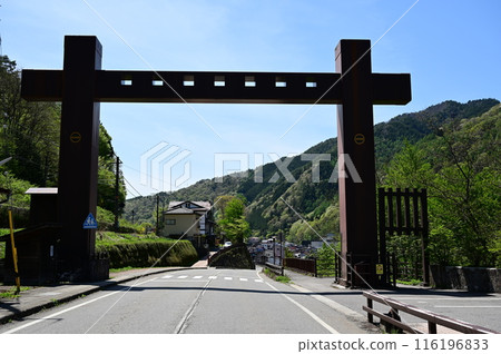 Monument at the Kiso Fukushima checkpoint on the Nakasendo 116196833