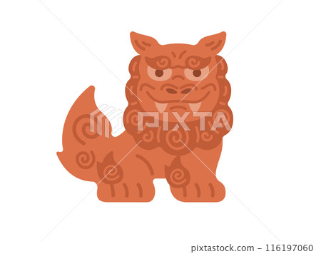 Chisa様確認用 Illustration of a Shisa with its mouth closed - Stock Illustration